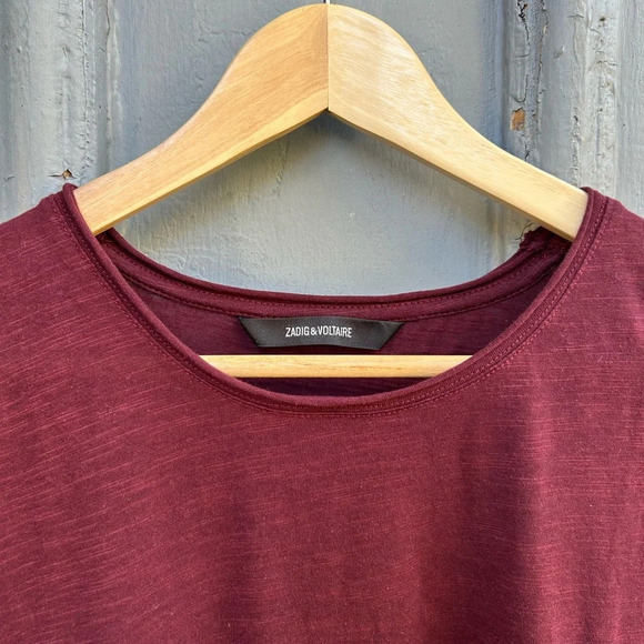 Zadig and Voltaire Burgundy  Toby flamme tee, size M - Picture 5 of 9